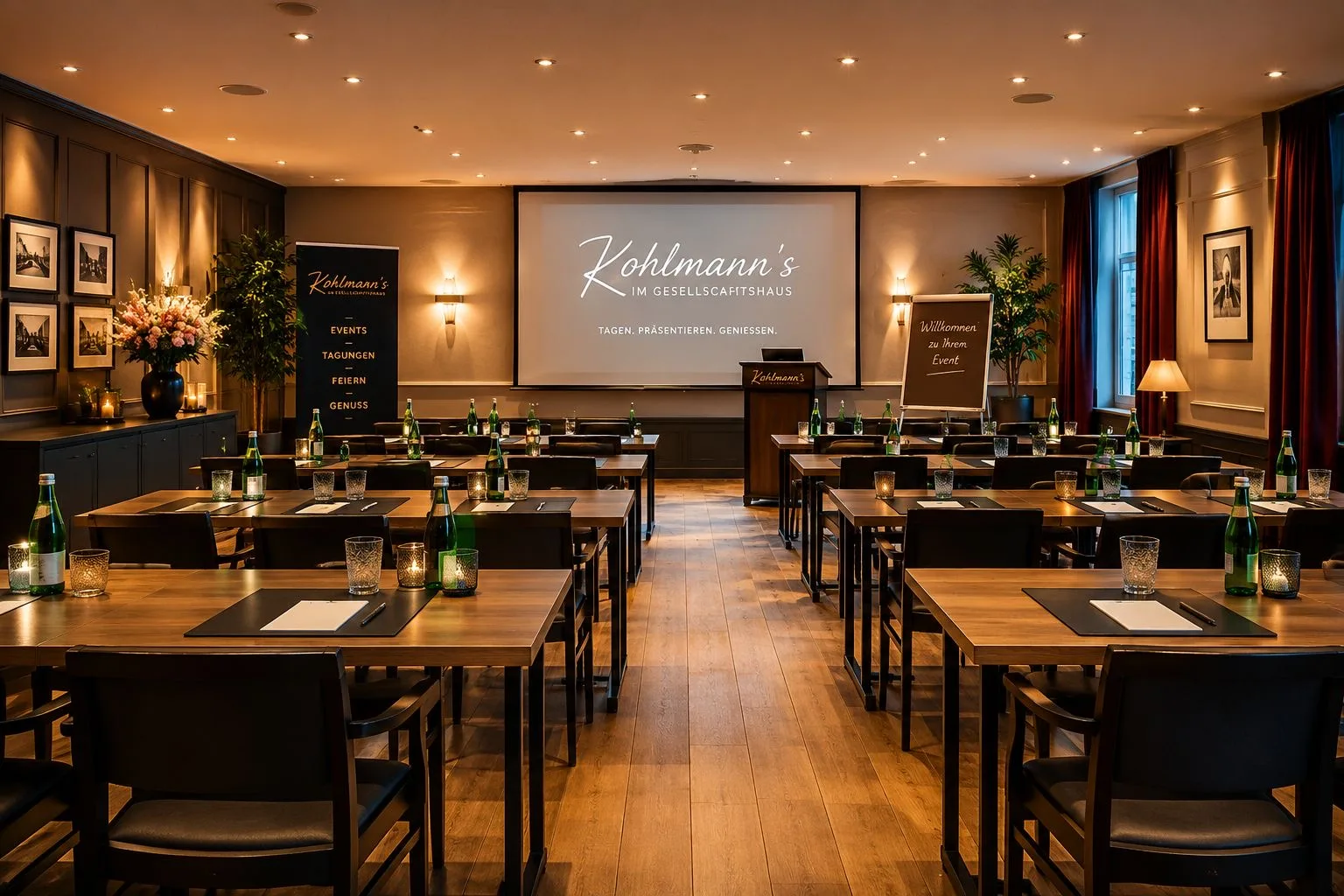 Tagungssaal bei Kohlmann's — U-Form mit Beamer und Leinwand